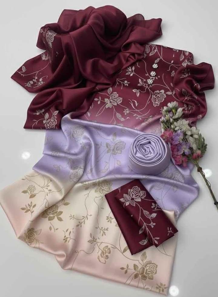 Digital printed shamooz silk 3 piece (Unstitched)
