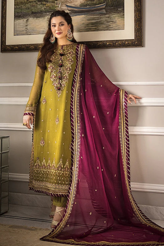 A.F ZARI SITARA EMBROIDERED CHIFFON DRESS(Unstitched)