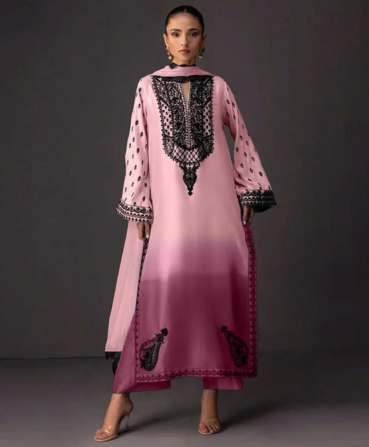 Digital printed shamooz silk 3 piece (Unstitched)