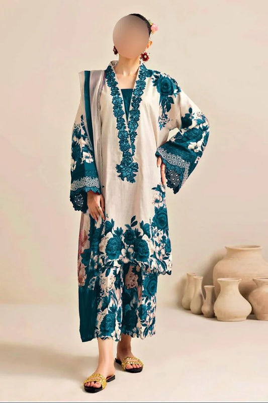 Digital printed shamooz silk 3 piece (Unstitched)