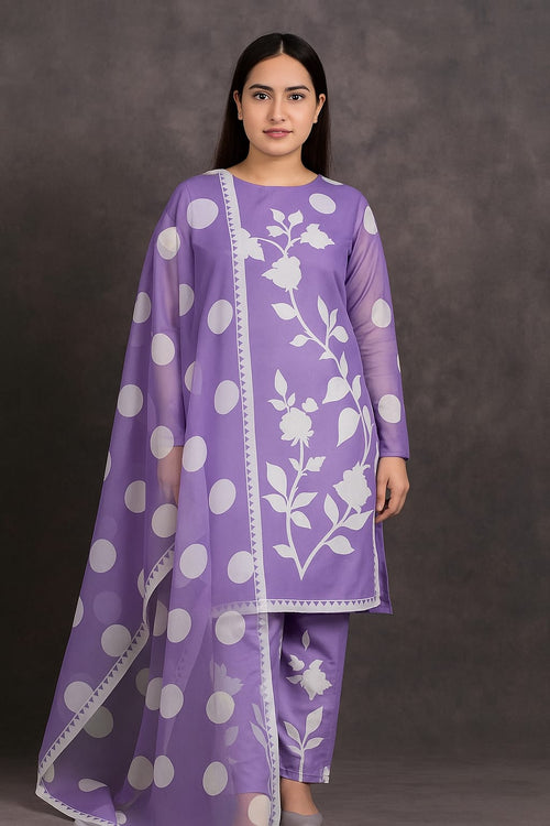 3 pcs digital printed swiss lawn