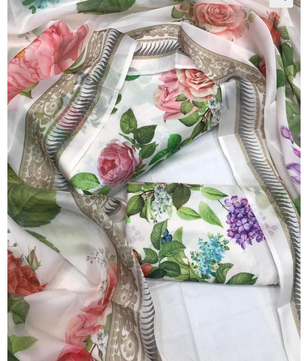 3 pcs digital printed Swiss lawn| silk dupatta |Three Pieces |Suit