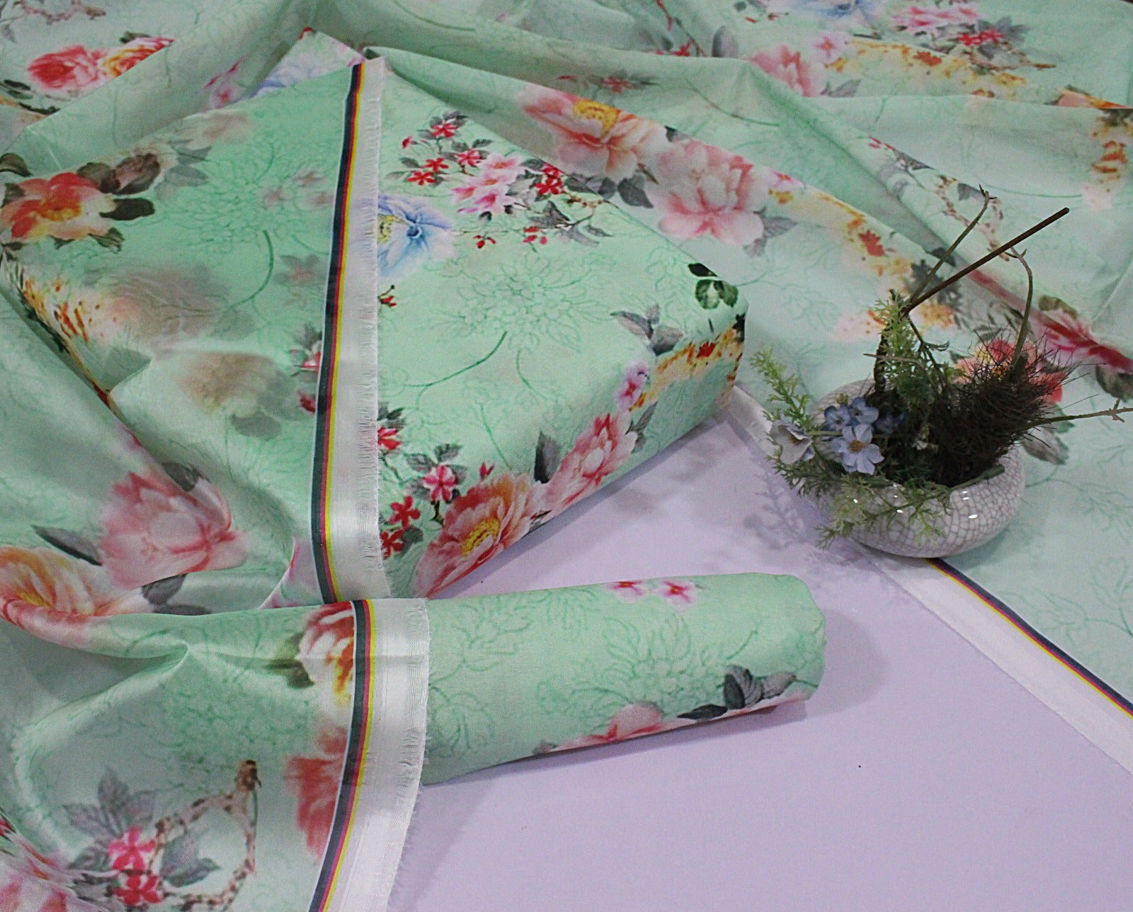 3 pcs digital printed Swiss lawn| silk dupatta |Three Pieces |Suit