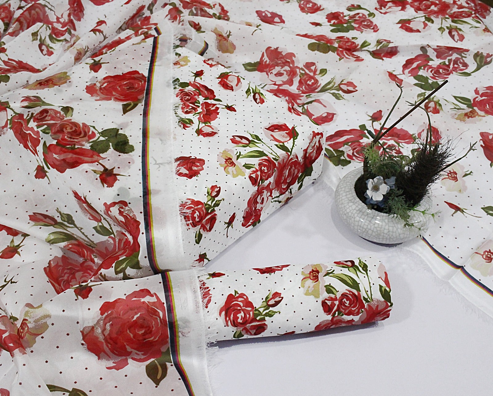 3 pcs digital printed Swiss lawn| silk dupatta |Three Pieces |Suit