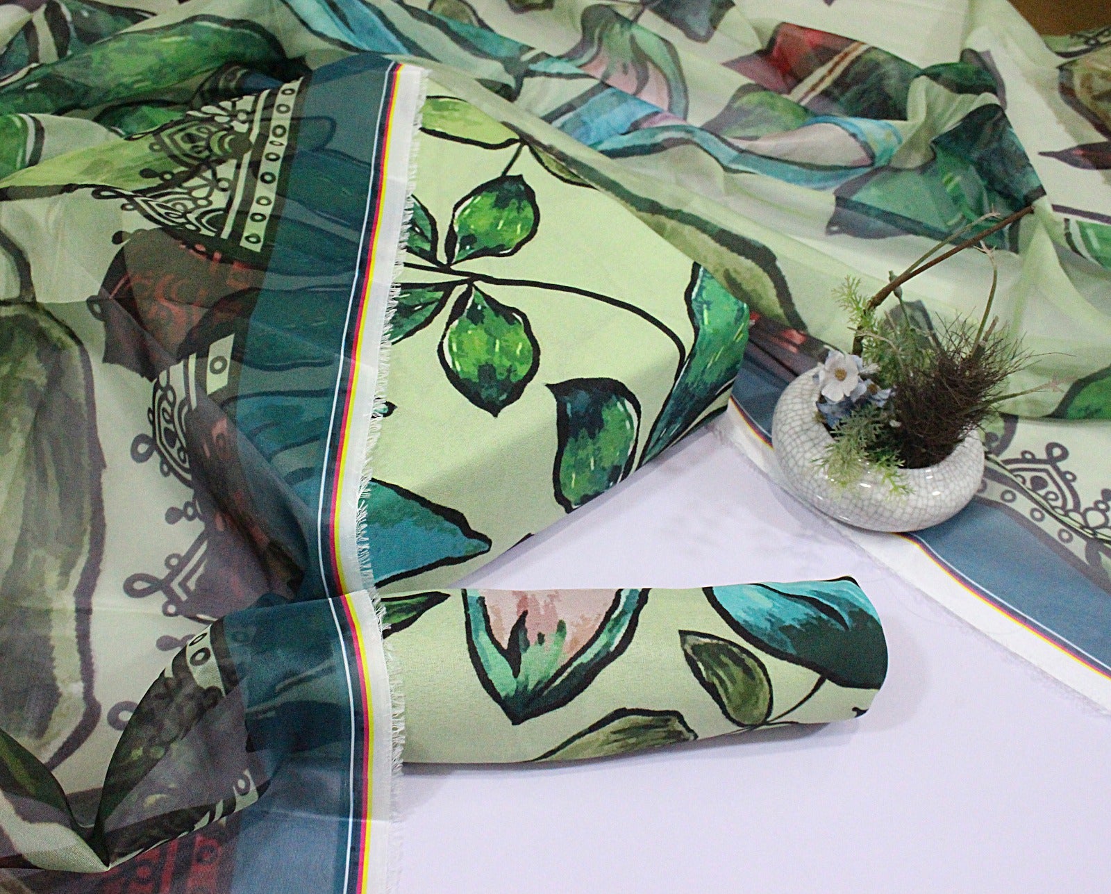 3 pcs digital printed Swiss lawn| silk dupatta |Three Pieces |Suit