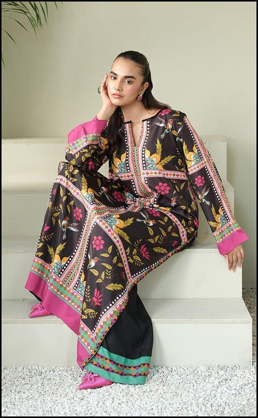 Digital printed shamooz silk 3 piece (Unstitched)