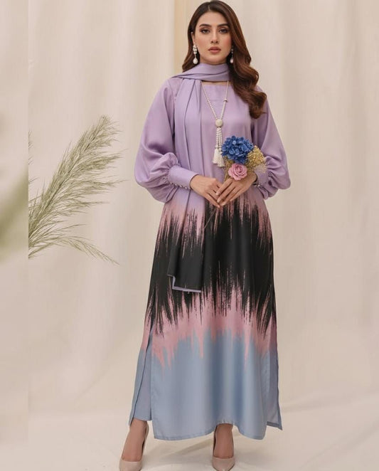 Digital printed shamooz silk 3 piece (Unstitched)