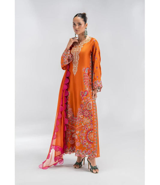 Digital printed shamooz silk 3 piece (Unstitched)