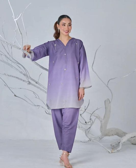 Digital printed shamooz silk 3 piece (Unstitched)