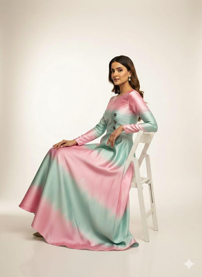 Shamooz silk mexi dress Tie and Dye (Unstitched)