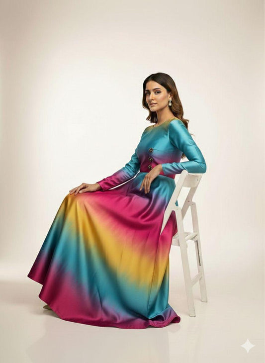 Shamooz silk mexi dress Tie and Dye (Unstitched)