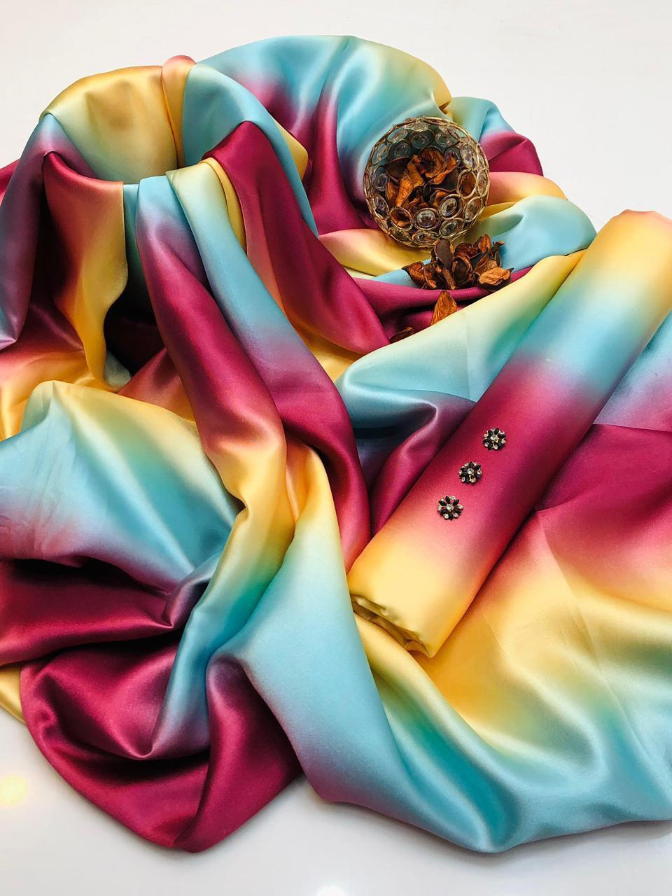 Shamooz silk mexi dress Tie and Dye (Unstitched)