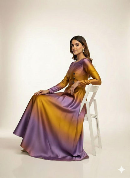 Shamooz silk mexi dress Tie and Dye (Unstitched)