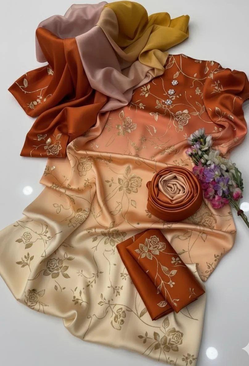 Digital printed shamooz silk 3 piece (Unstitched)