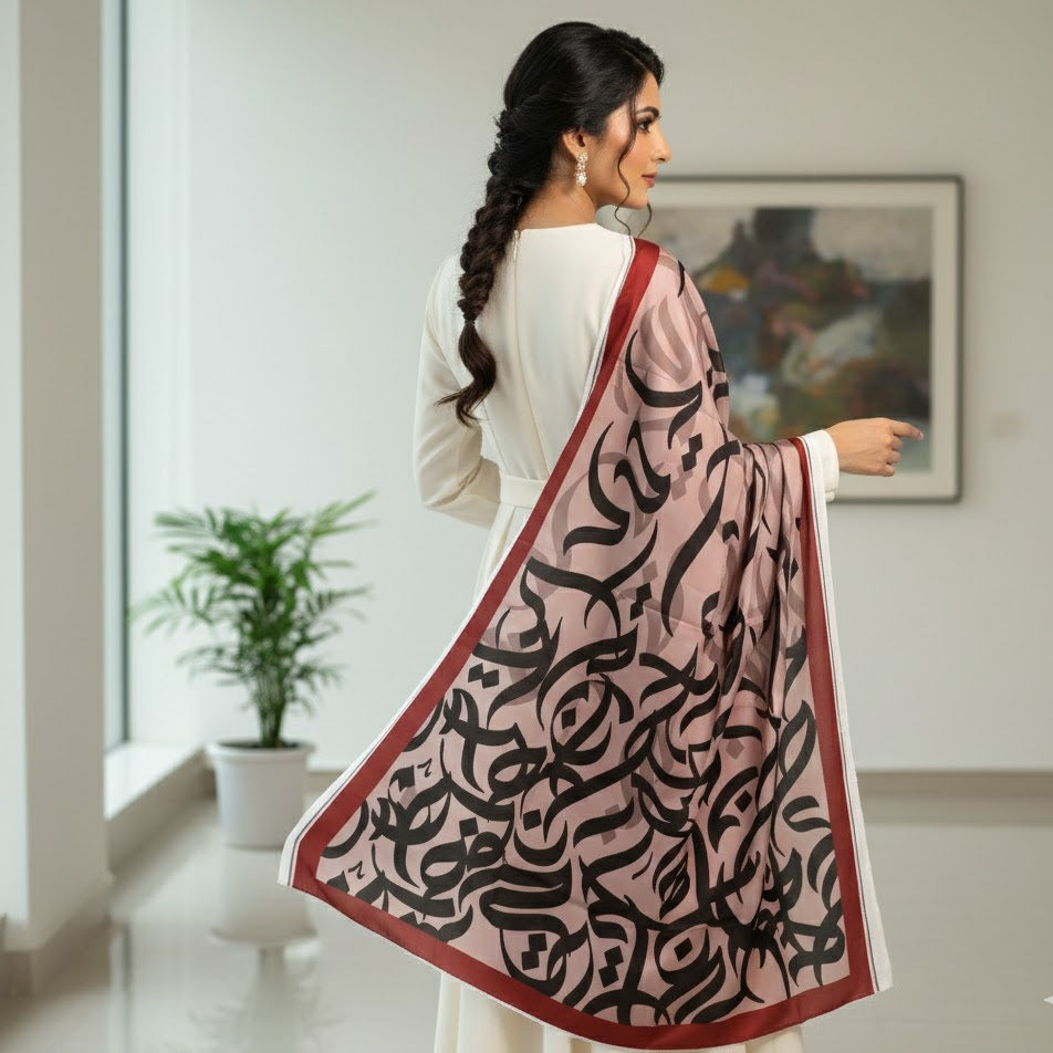 Calligraphy Shamooz Silk Shawls